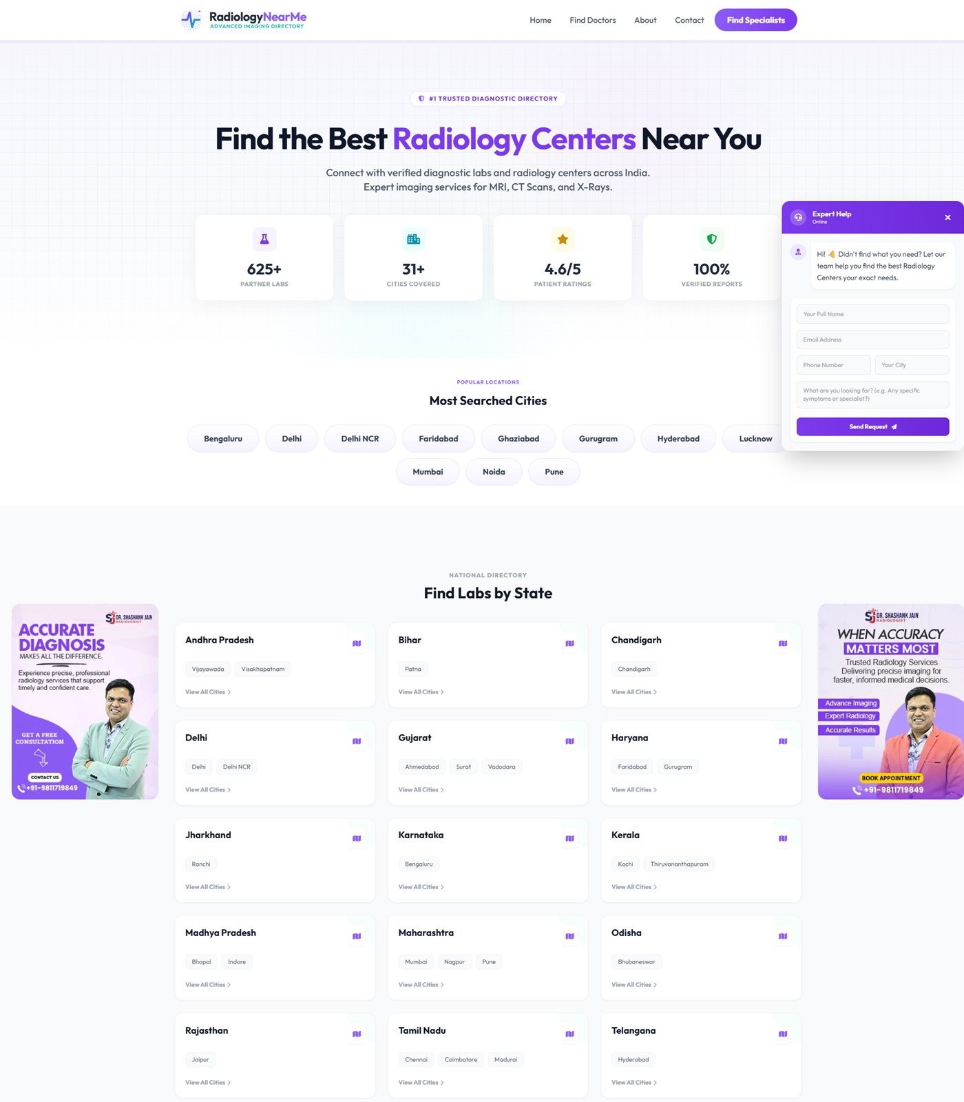 RadiologyNearMe — medical website built by DoubleSure